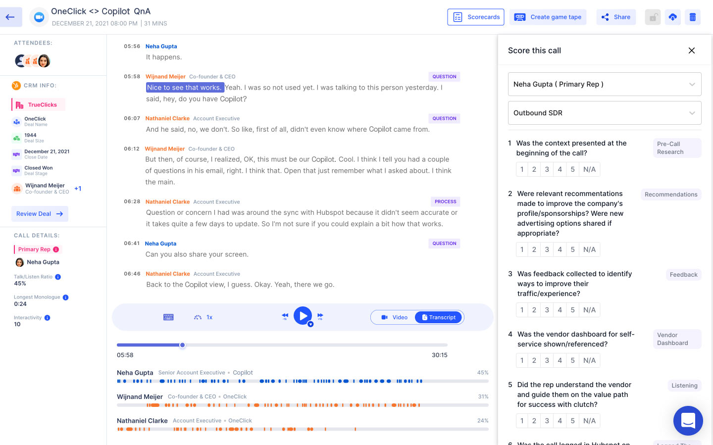 screenshot of Clari Copilot
